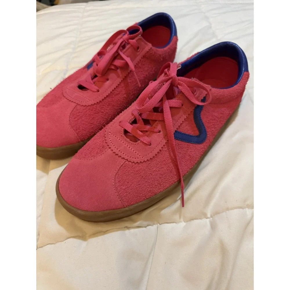 VANS Pink Blue Low Top Suede Lace Up Sneakers Athletic Shoes